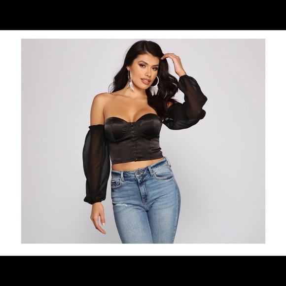 Off shoulder cropped bustier top - MEDIUM - Picture 2 of 2
